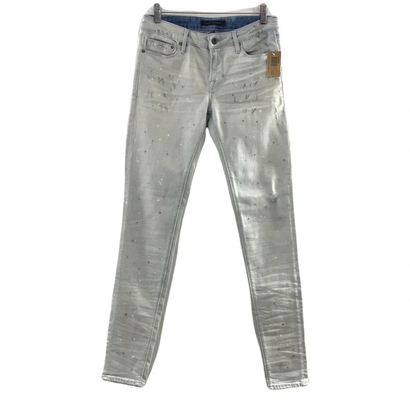 Cult Of Individuality Zen Mid Rise Skinny Jeans Womens 26 White Blue Denim‎ - Picture 1 of 13